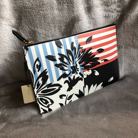 NWOT BURBERRY Print Leather Pouch Patchwork Floral - Picture 1 of 8